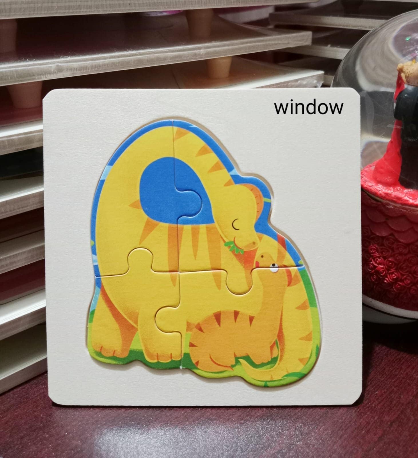 4 Part Wooden Puzzle Dinosaur - Image 1