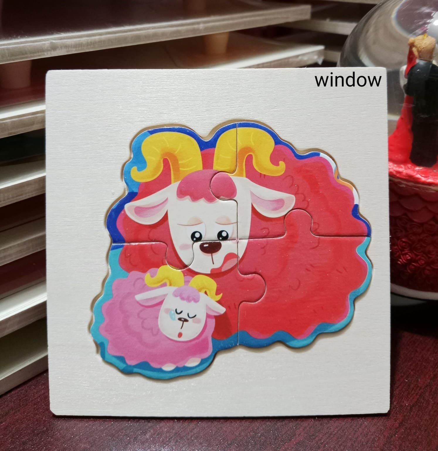 4 Part Wooden Puzzle sheep - Image 1