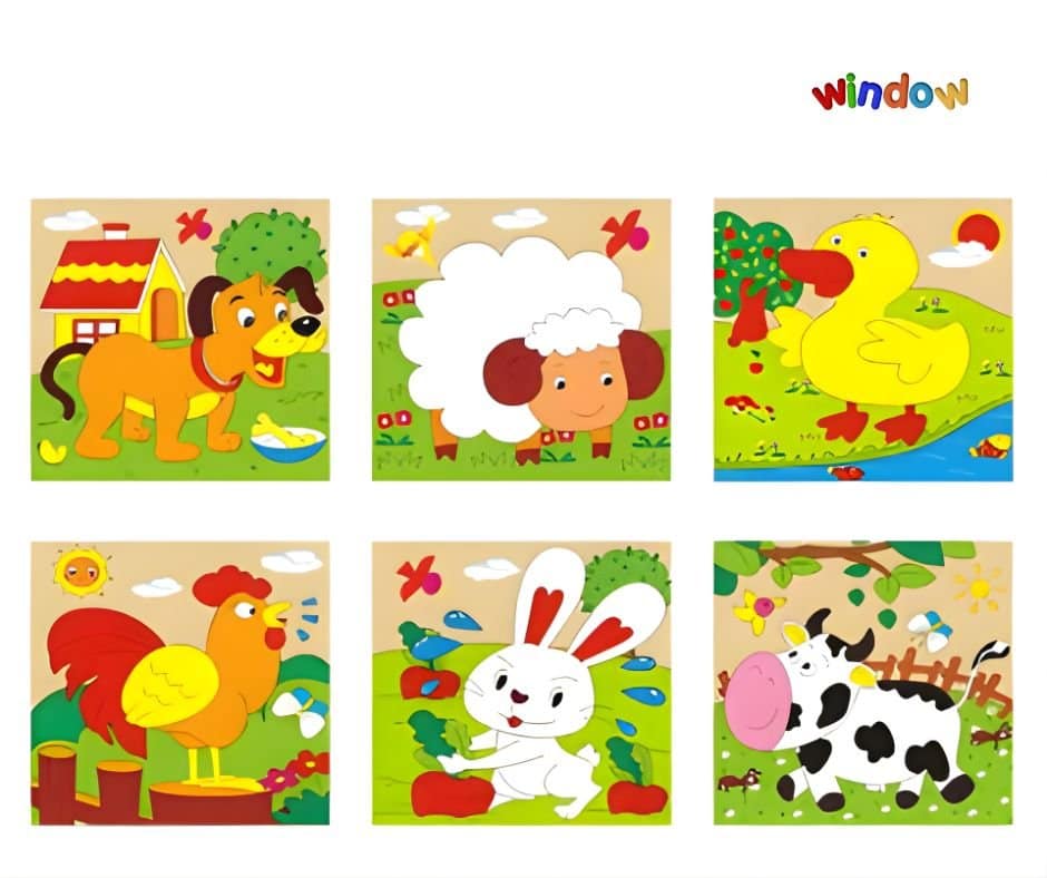 6 in 1 Cube Puzzle – Farm Animals - Image 2