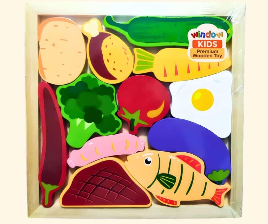 Wooden Box set puzzle Veg - Image 1