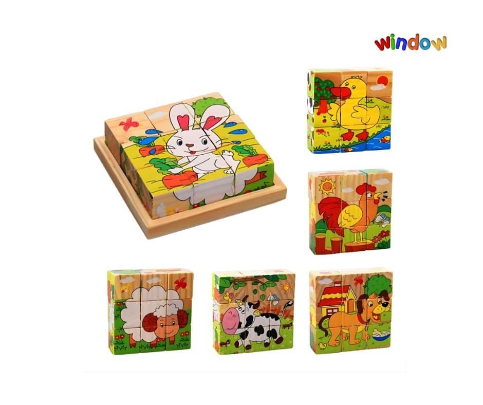 6 in 1 Cube Puzzle – Farm Animals - Image 3