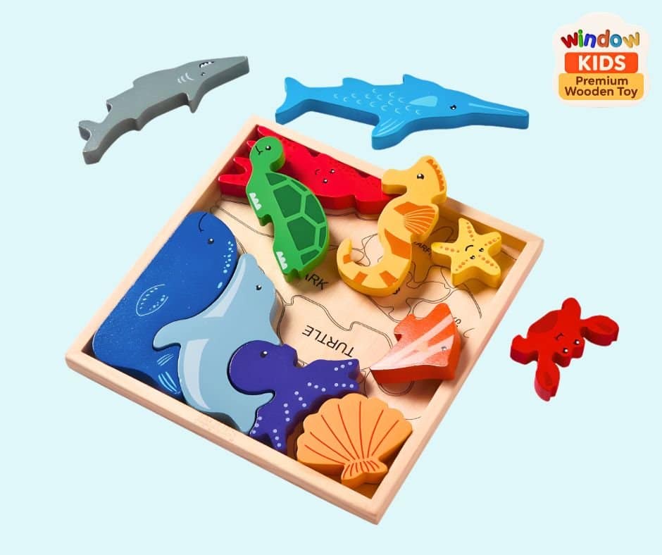 Wooden Sea Animal Set Puzzle 🐳🦀 - Image 3