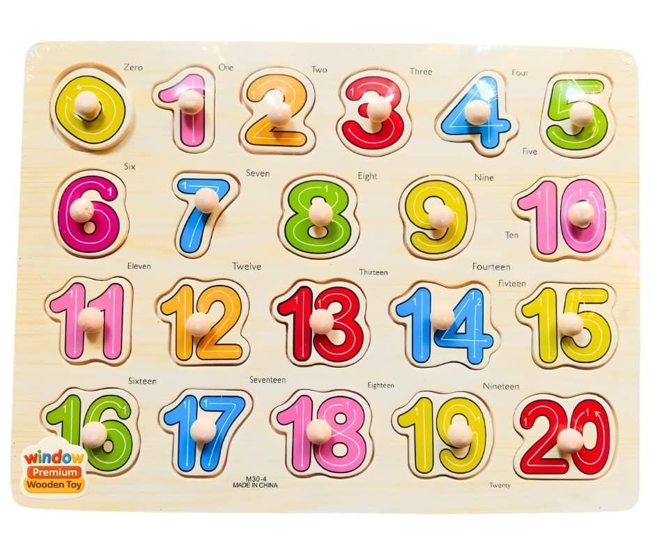 Wooden Number Puzzle 0-20 with Writing Stroke - Image 1